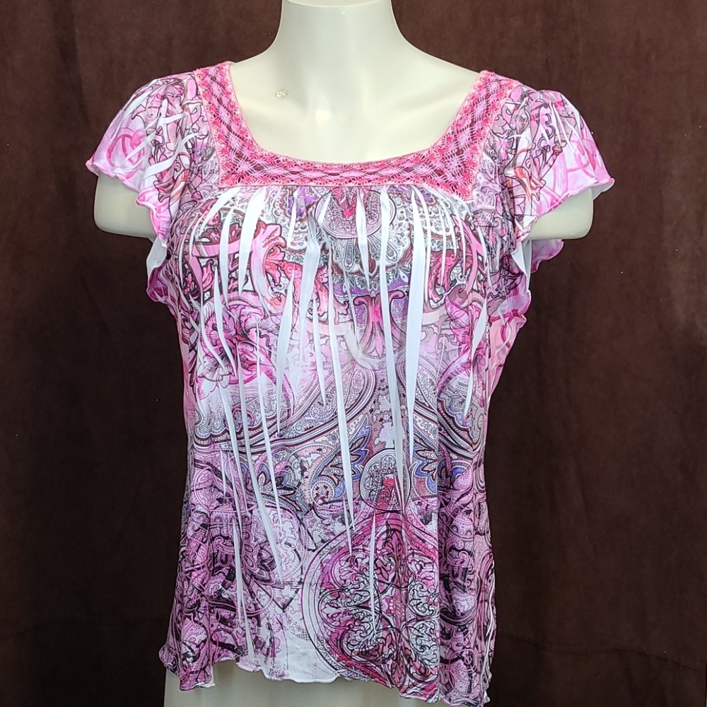 Energe' World Wear Short Sleeve squareneck top PXL